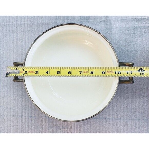 Cornucopia Enamel Dutch Oven Stock Pot 2.5 Qt Brass Handles Fruit Design - Picture 6 of 12